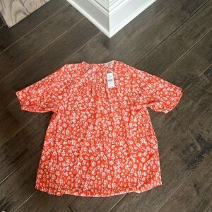 Ann Taylor LOFT  blouse, orange and white floral print size XS